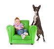 Baby with shorn dog