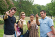 Group of Rude Angry College Students Giving the Finger Group of Rude Angry College Students Giving the Finger