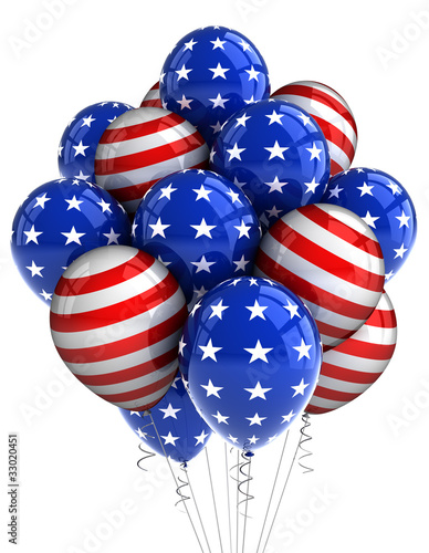 Illustration: USA patriotic balloons over white background USA patriotic balloons over white background