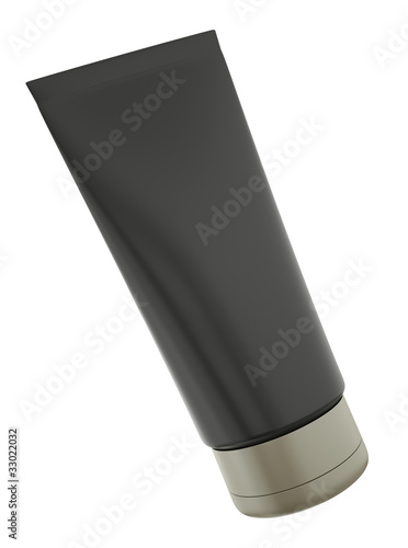 Illustration: Blank black tube on white background. 3D render. Blank black tube on white background. 3D render.