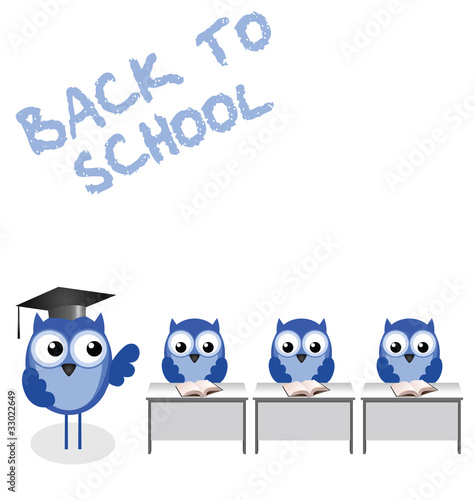Vector: Owl teacher and pupils back to school Owl teacher and pupils back to school