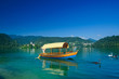 Colorful boat on Lake Bled. Slovenia