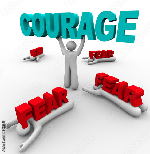 Illustration: One Person with Courage Has Success, Others Afraid Fail One Person with Courage Has Success, Others Afraid Fail