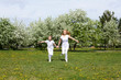 girl with mother in spring park