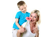 mother with son in studio