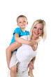 mother with son in studio