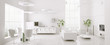 Modern weiss apartment interior panorama 3d render