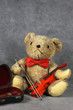 Teddybär als Strassenmusiker