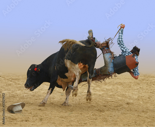 Photo: Cowboy Falling of a Bull Cowboy Falling of a Bull