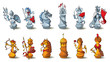 Chess full set, Crusaders vs. Saracens, raster illustration Chess full set, Crusaders vs. Saracens, raster illustration