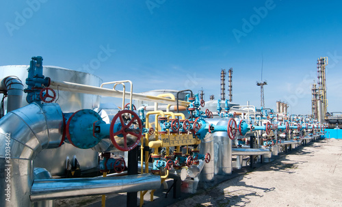 Photo: Gas industry. row gas valves Gas industry. row gas valves