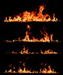 High resolution fire collection, isolated on black background