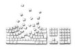 Keyboard Exploding - Keys Breakout isolated on white
