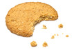 Cookie with crumbs side view Cookie with crumbs side view