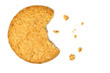 Cookie with crumbs overhead view