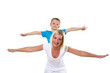 mother with son in studio