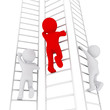 3D man climbing up the ladder