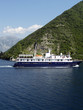 Ship sailing in bay