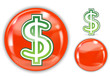 green dollar sign in red crystal marble ball