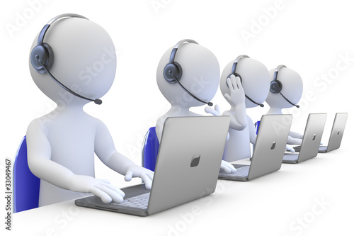 Illustration: Employees working in a call center Employees working in a call center