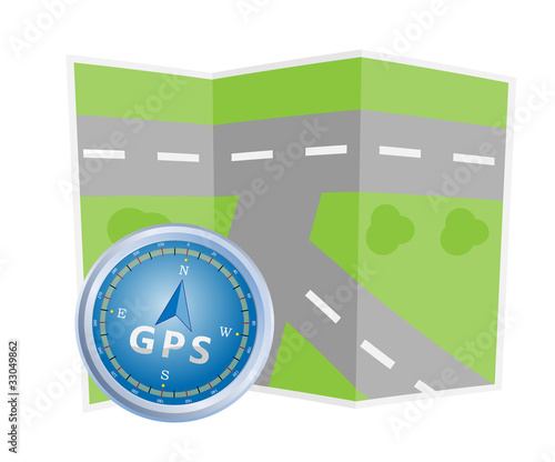 Vector: Map and compass icon Map and compass icon