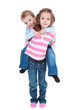 Happy kids carrying child on back