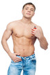 Cosmetic wellness man spraying fragrance