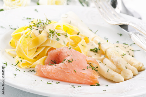 Foto: Spargel mit Pasta und Lachs Spargel mit Pasta und Lachs