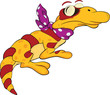 Yellow kind lizard and scarf. Cartoon