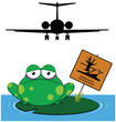 Frog with danger to the environment message Frog with danger to the environment message