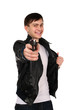 Young man with gun.
