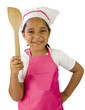 Cuisine - fille avec une cuillère en bois