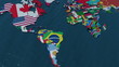 3D World Map Pan of South America