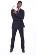 Man in suit holding megaphone