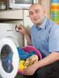 Man with washing machine