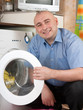 Man with washing machine