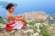 girl enjoying the view of Dubrovnik old town
