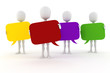 3d man holding colorful bubble chat 3d man holding colorful bubble chat