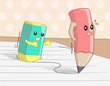Vector: Funny Eraser and Pencils Funny Eraser and Pencils