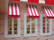 Red awning　and white window