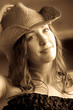 Photo: Beautiful woman with cowboy hat Beautiful woman with cowboy hat