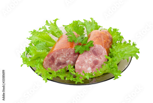 Photo: Sausage with green vegetable Sausage with green vegetable