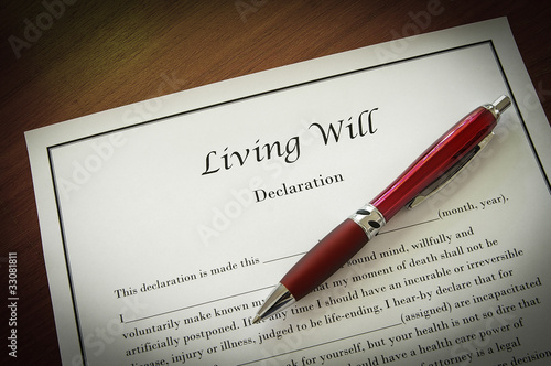 Photo: Living Will document with pen, closeup Living Will document with pen, closeup
