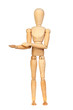 Jointed wooden mannequin with outstretched hand