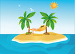 Sunny island with palms and hammock
