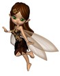 Cute Toon Fairy in Brown and Gold Flower Dress