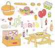 a vector set of picnic goods