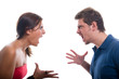 Studio shot of a young couple fighting