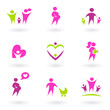 Maternity, pregnancy and health icons isolated on white