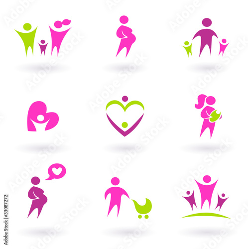 Vector: Maternity, pregnancy and health icons isolated on white Maternity, pregnancy and health icons isolated on white